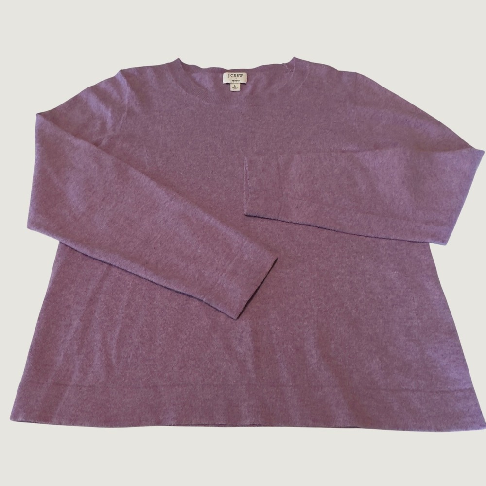 J.Crew‎ Teddie Crewneck Sweater Women's Large Purple Wool Blend Knit Large